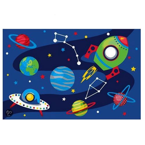 Tapis Espace 80 x 120 cm fusee etoile planete space enfant - guizmax