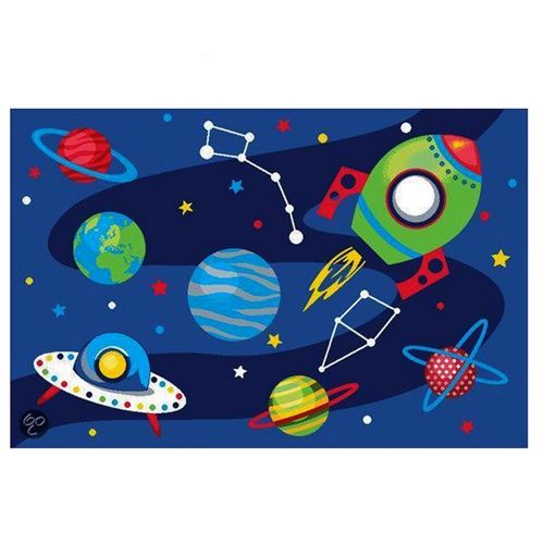 Tapis Espace 80 x 120 cm fusee etoile planete space enfant