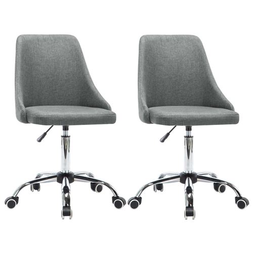 vidaXL Chaise de salle à manger roulante 2 pcs Tissu Gris clair