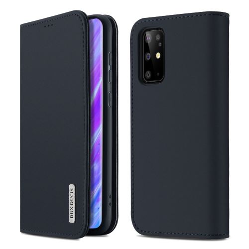 Etui en cuir véritable avec support bleu foncé pour votre Samsung Galaxy S11 6.7 pouces