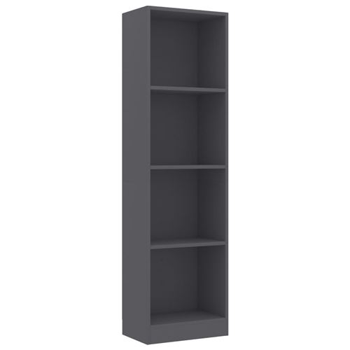 vidaXL Bibliothèque à 4 niveaux Gris 40x24x142 cm Aggloméré