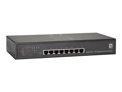Switch LevelOne 8 x Go PoE 802.3 AF PoE, 4 Sorties PoE 120 W