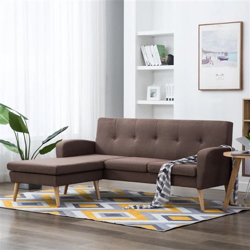 vidaXL Canapé d'angle Revêtement en tissu 186x136x79 cm Marron