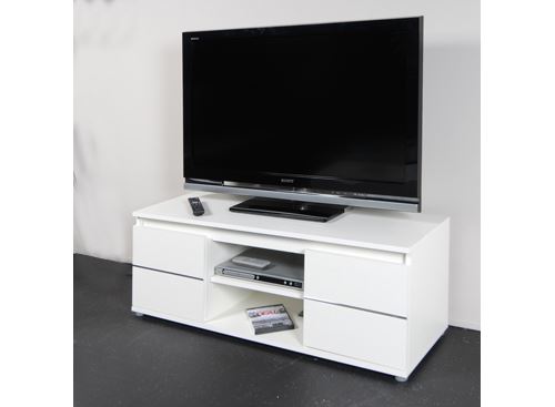 Meuble TV 2 portes 2 niches en bois Longueur 110cm HENRI