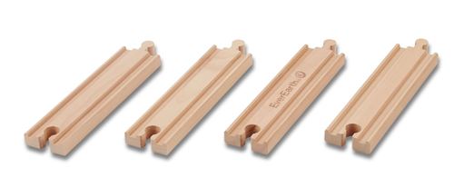 Everearth Rails de train bois droit 15 cm en 4 parties