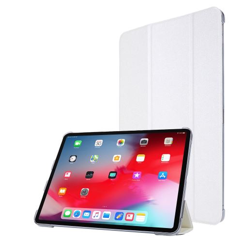 Etui en PU + TPU flip de soie avec support tri-pliure blanc pour votre Apple iPad Pro 12.9 pouces (2020)
