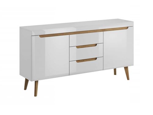BOBOCHIC Buffet bas 160 cm NORDI Chêne et Blanc brillant