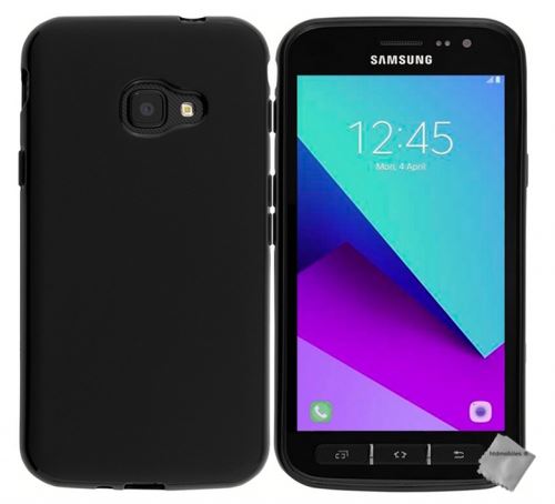 Housse etui coque pochette silicone gel fine pour Samsung Galaxy Xcover 4S avec verre trempe - NOIR