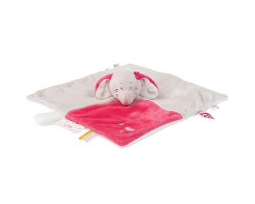 Noukies doudou framboise/grege motif anna