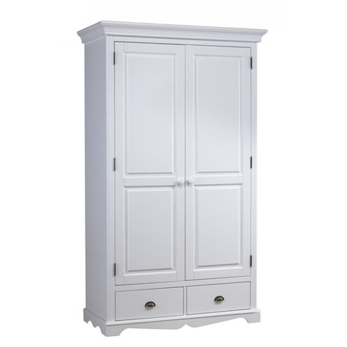Armoire penderie blanche 2 portes 2 tiroirs
