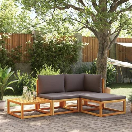 Non Communiqué Marron Salon De Jardin Modulable Vidaxl 3 Personnes 4 Pieces Bois Massif 65 X 65 Cm