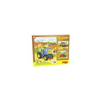 Haba puzzle Tractor & co 3-in-1 boys cardboard 3 x 24 pièces - 1