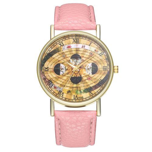 Phase de la Lune Regarder Astronomie Espace Regarder Sangle Lune Mme Montre Homme T333-Arose