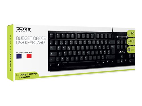 PORT DESIGNS 900753 clavier USB AZERTY Français Noir