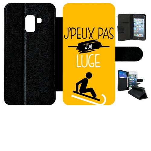 Etui My-Kase pour Galaxy A8 (2018) - j peux pas j ai luge 10 - Simili-cuir Noir
