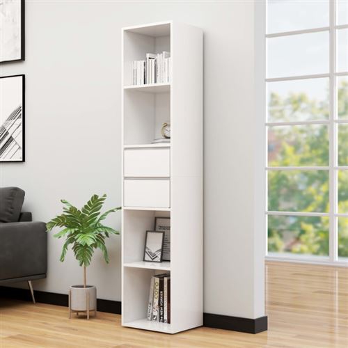 vidaXL Bibliothèque Blanc brillant 36x30x171 cm Aggloméré