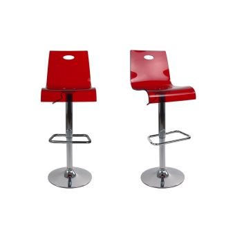 Tabouret De Bar Plexiglas Rouge Transparent Saturne Lot De 2