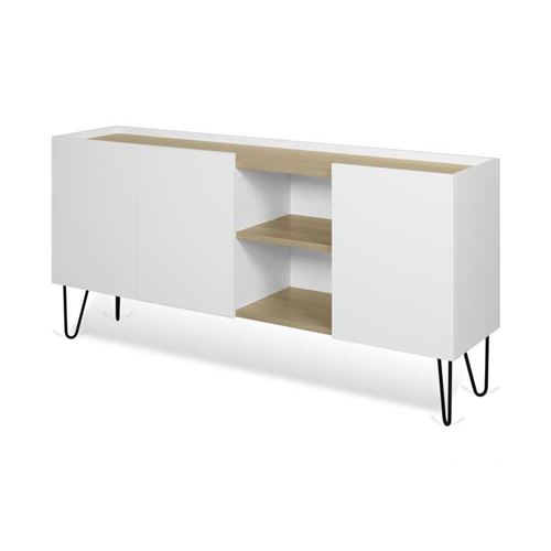 Buffet 3 portes 2 niches Blanc/Chêne clair - TEMAHOME MAKUN