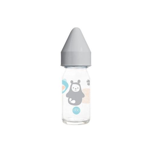 DBB REMOND Biberon « Bao ' Verre 110 Ml 'Regul'air' Tétine Non Silicone - System Gris - S/Bte