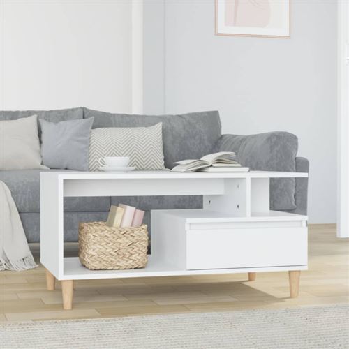 vidaXL Table basse Blanc brillant 90x49x45 cm Bois d'ingénierie819614