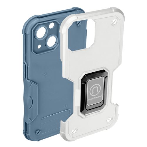 Coque iPhone 14 Plus Antichoc Hybride avec Anneau Support Magnétique Avizar Blanc