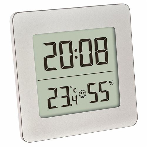 Thermomètre et hygromètre digital avec horloge et alarme TFA 30.5038.54