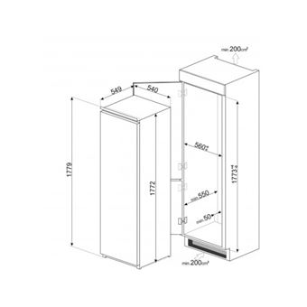 SMEG Réfrigérateur encastrable 1 porte S8L1721F 1 porte niche 178 cm froid brassé