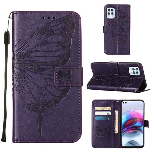 MPFRANCE Housse pour Motorola Moto G100/Edge S Violet Intense [Papillon V3]