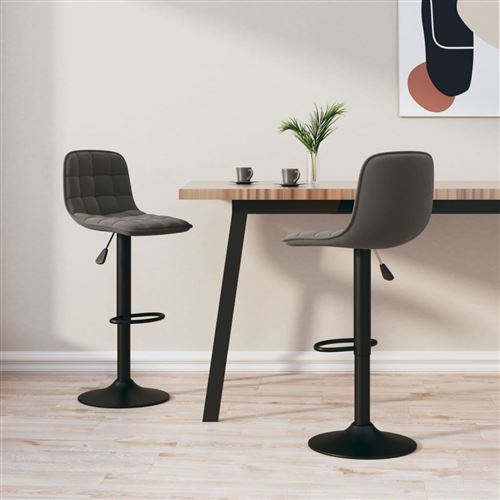 Vidaxl Gris Tabouret De Bar - Lot De 2 - Foncé - Image 3