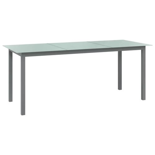 Vidaxl table de jardin gris clair 190x90x74 cm aluminium et verre