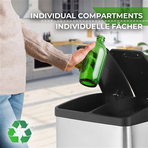 Jago® Poubelle de Recyclage - Capacité 16 L, 2 Compartiments