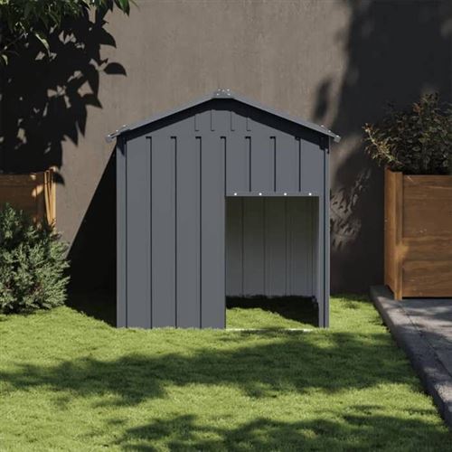 vidaXL Niche pour Chien avec Toit, Abri pour Chien avec Loquet, Cage pour Animaux de Compagnie, Maison d’Extérieur Patio, Anthracite 117x103x123 cm