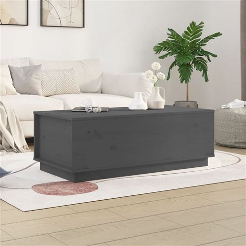 Vidaxl Gris Table Basse 100 Cm Bois De Pin - Image 3