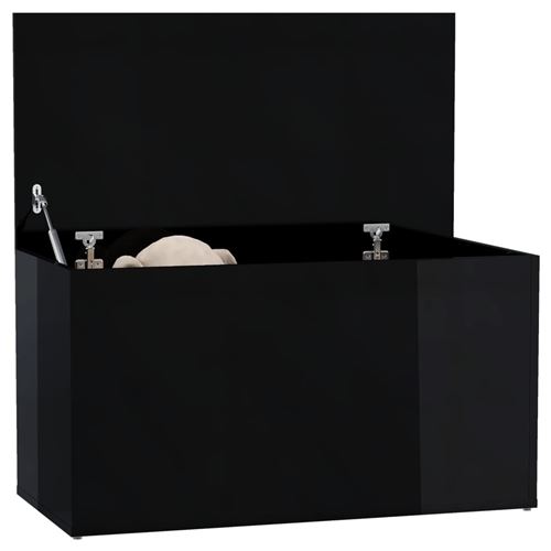 vidaXL Coffre de rangement Noir brillant 84x42x46 cm Aggloméré