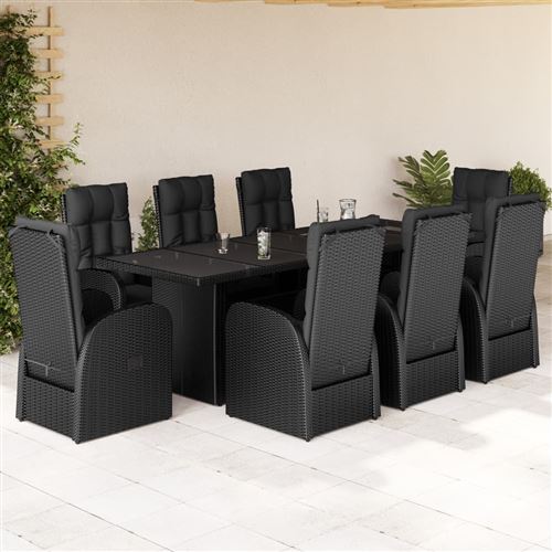 Non Communiqué Noir Vidaxl 9-Delige Tuinset Poly Rattan Zwart3277638