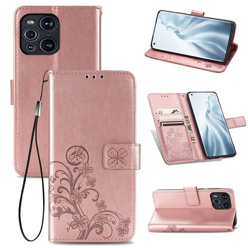 MPFRANCE Housse pour OPPO Find X3 Pro Or Rose [Fleur de Lys]