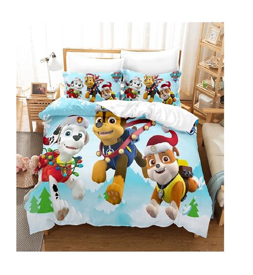Set de housse de couette Pat Patrouille en polyester 140x200cm avec 2 taies d'oreiller 50*75cm - bleu ciel