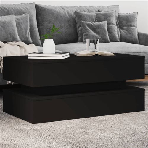 Vidaxl Noir Table Basse Avec Lumières Led 90X50x40 Cm - Image 3