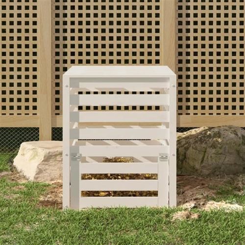 Vidaxl - Composteur Blanc 63,5x63,5x77,5 cm Bois massif de pin Blanc