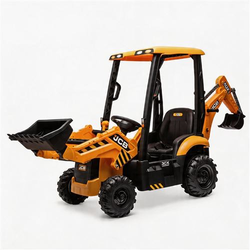  Pelle &eacute;lectrique enfant - V&eacute;hicule JCB licence officielle - 4-en-1 avec t&eacute;l&eacute;commande - Roues EVA - Jaune