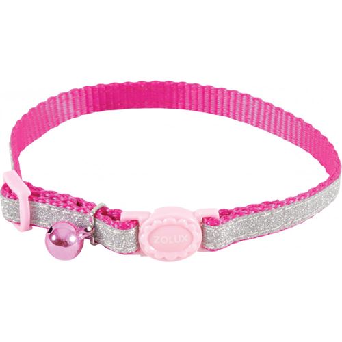 Meilleurs prix pour Collier SHINY nylon réglable de 17 à 30 cm rose pour chat