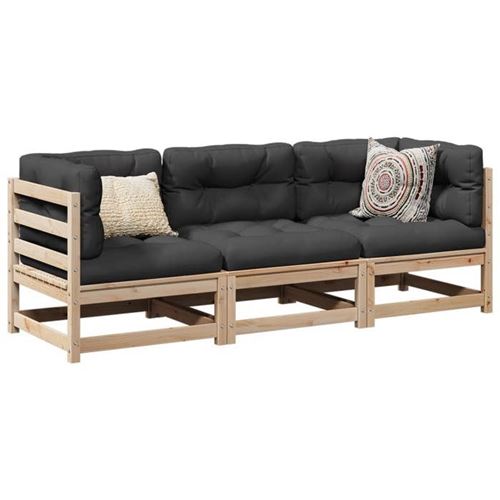 Vidaxl vidaXL Salon de jardin 3 pcs bois de pin massif Bois