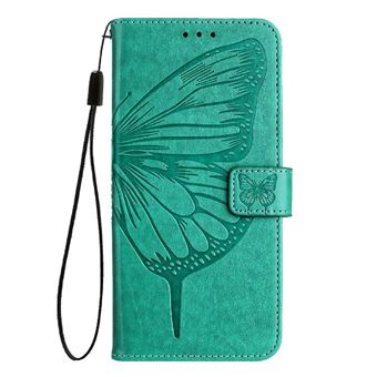 Étui Pour FOXDOCK Realme GT 7 Pro Couverture Rabotant Cuir Premium Gaufrage Papillon Magnétique Vert - 1