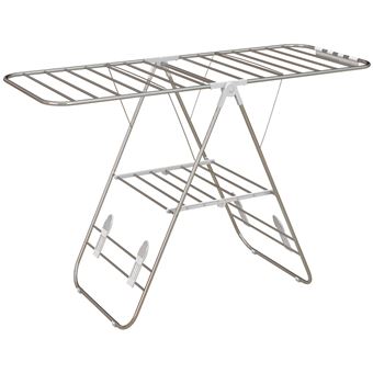 Séchoir à Linge Pliable 15 Mètres – 5five Gris Et Blanc, Autoportant