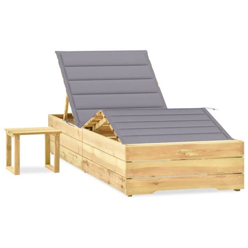 Non Communiqué Vidaxl Ligbed Met Tafeltje En Kussen Geã¯Mpregneerd Grenenhout3065955