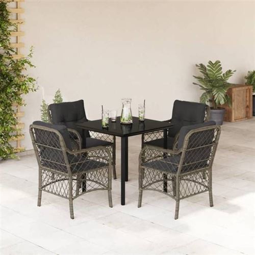 Vidaxl Ensemble À Manger De Jardin Avec Coussins 5 Pcs, Table Et Chaises De Patio, Meubles D'extérieur Terrasse, Moderne, 3212132 - Image 3