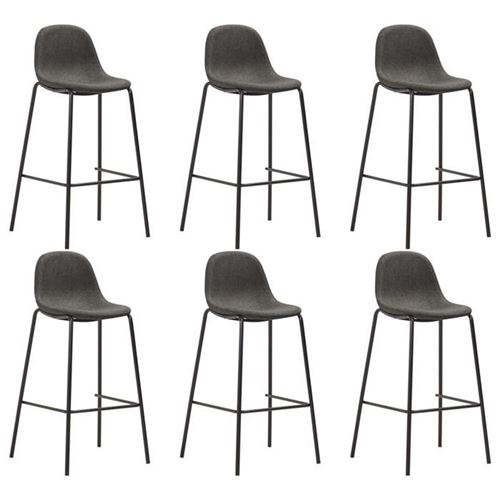 Vidaxl chaises de bar lot de 6 gris fonc&eacute; tissu 3051099