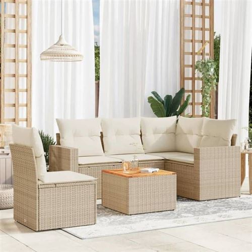 Non Communiqué Beige Salon De Jardin Modulable Vidaxl Rotin 6 Pieces X 65.5 X 69 5 Personnes