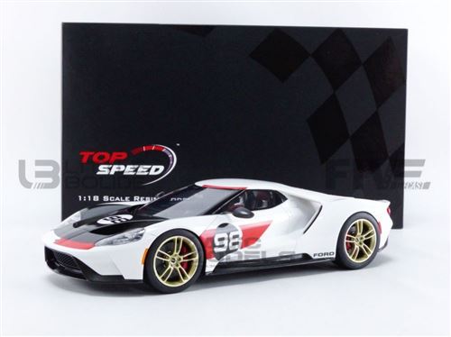 Voiture Miniature de Collection TOP SPEED 1-18 - FORD GT Edition Heritage - 2021 - Black / White - TS0317