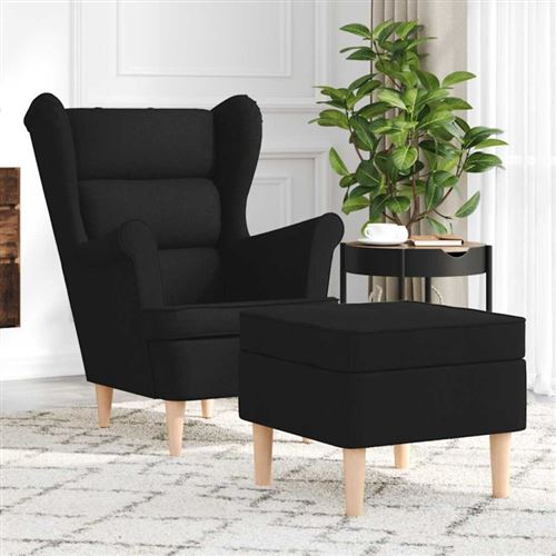 Non Communiqué Noir Fauteuil Avec Repose Pied Tissu